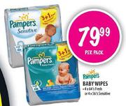 Pampers Baby Wipes 4x64's Fresh Or 4x56's Sensitive-Per Pack