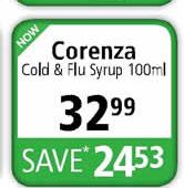 Corenza Cold & Flu Syrup-100Ml