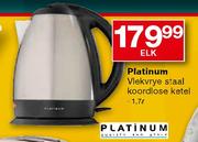 Platinum Vlekvrye Staal Koordlose Ketel-1.7 Ltr