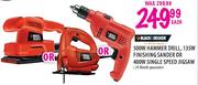 Black & Decker 500W Hammer Drill ,135W Finishing Sander  or 400W Single Speed Jigsaw -Each