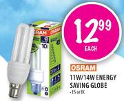 Osram Energy Saving Globe-11W/14W Each