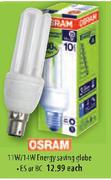 Osram 11W/14W Energy Saving Globe-Each