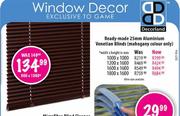 Ready-Made 25mm Aluminium Venetian Blinds (Mahogany Colour Only)-1800x1600mm