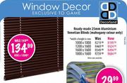 Ready-Made 25mm Aluminium Venetian Blinds (Mahogany Colour Only)-600x1000mm