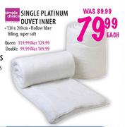 Simple Choice Single Platinum Duvet Inner-130x200cm Each