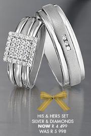 Special Sterns His Hers Set Silver Diamonds Ring m.guzzle .za