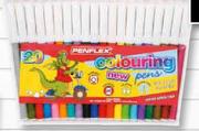 Penflex Fibre-Tip Colouring Pens -20 Pak