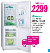 Hisense White Bottom Freezer Fridge-166ltr