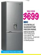 KIC Metallic Silver Bottom Freezer Fridge-314ltr