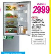 Defy Metallic Silver Bottom Freezer Fridge-266ltr