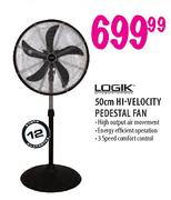 Logik Hi-Velocity Pedestal Fan-50cm