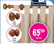 34mm Wooden Curtain Janet Finial Rods
