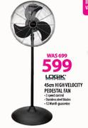 Logik High Velocity Pedestal Fan-45cm