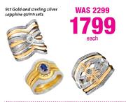 9ct Gold And Sterling Silver Sapphire Quinn Sets-Each