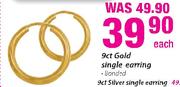 9ct Gold Single Earring Bonded-Each