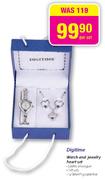 Digitime Watch And Jewelry Heart Set