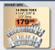 Socket Sets 14 Piece Torx 1/4", 3/8" & 1/2" Drive
