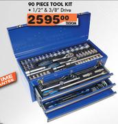 90 Piece Tool Kit 1/2" & 3/8" Drive