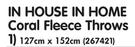 In House In Home Coral Fleece Throws-127cm x 152cm Each
