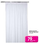 Design Collection Plain Voile Taped Curtain-230cm x 218cm