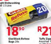 Glad Black Refuse Bags-20s
