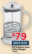 PnP Stainless Steel Coffee Plunger-1 Litre