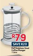 PnP Stainless Steel Coffee Plunger-1ltr