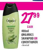 Organics Shampoo or Conditioner Assorted-400ml each