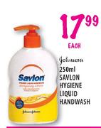 Johnson's Savlon Hygiene Liquid Handwash-250ml each