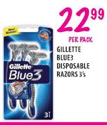 Gillette Blue3 Disposable Razor-3's per pack