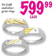 9ct Gold And Silver Gents Rings-Each