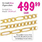 9ct Gold Bracelet-19cm Each