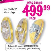 9ct Gold CZ Dress Rings-Each