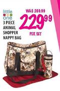 Little One 3 Piece Animal Shopper Nappy Bag-Per Set