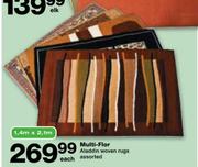 Multi-Flor Aladdin Woven Rugs Assorted 1.4m x 2.1m-Each