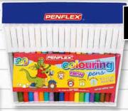 Penflex Fibre-Tip Colouring Pens-20 Pack