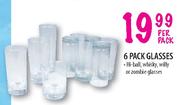 Hi Ball, Whisky, Willy Or Zombie Glasses-6's Pack