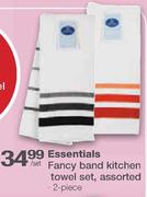 Essentials Fancy Band Kitchen Towel Set Assorted-2 Piece Per Set