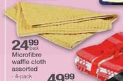 Microfibre Waffle Cloth Assorted 4-Pack-Per Pack
