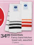 Essentials Fancy Band Kitchen Towel Set Assorted-2 Piece