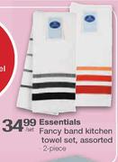 Essentials Fancy Band Kitchen Towel Set Assorted-2 Piece Per Set