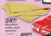 Microfibre Waffle Cloth Assorted 4-Pack-Per Pack 