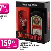 Jagermeister With Stag Head Pourer In Gift Pack-750ml