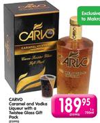 Carvo Caramel And Vodka Liqueur With A Twistee Glass Gift Pack-750ml