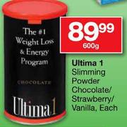 Ultima 1 Slimming Powder Chocolate/Strawberry/Vanilla-600g Each
