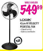 Logik Hi Velocity Pedestal Fan - 45cm