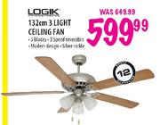 Logik 3 Light Ceiling Fan - 132cm