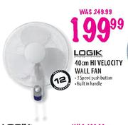 Logik Hi Velocity Wall Fan - 40cm