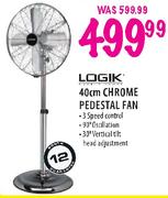 Logik Chrome Pedestal Fan - 40cm