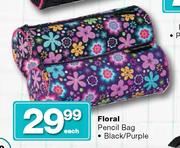 Floral Pencil Bag Purple/Black-Each